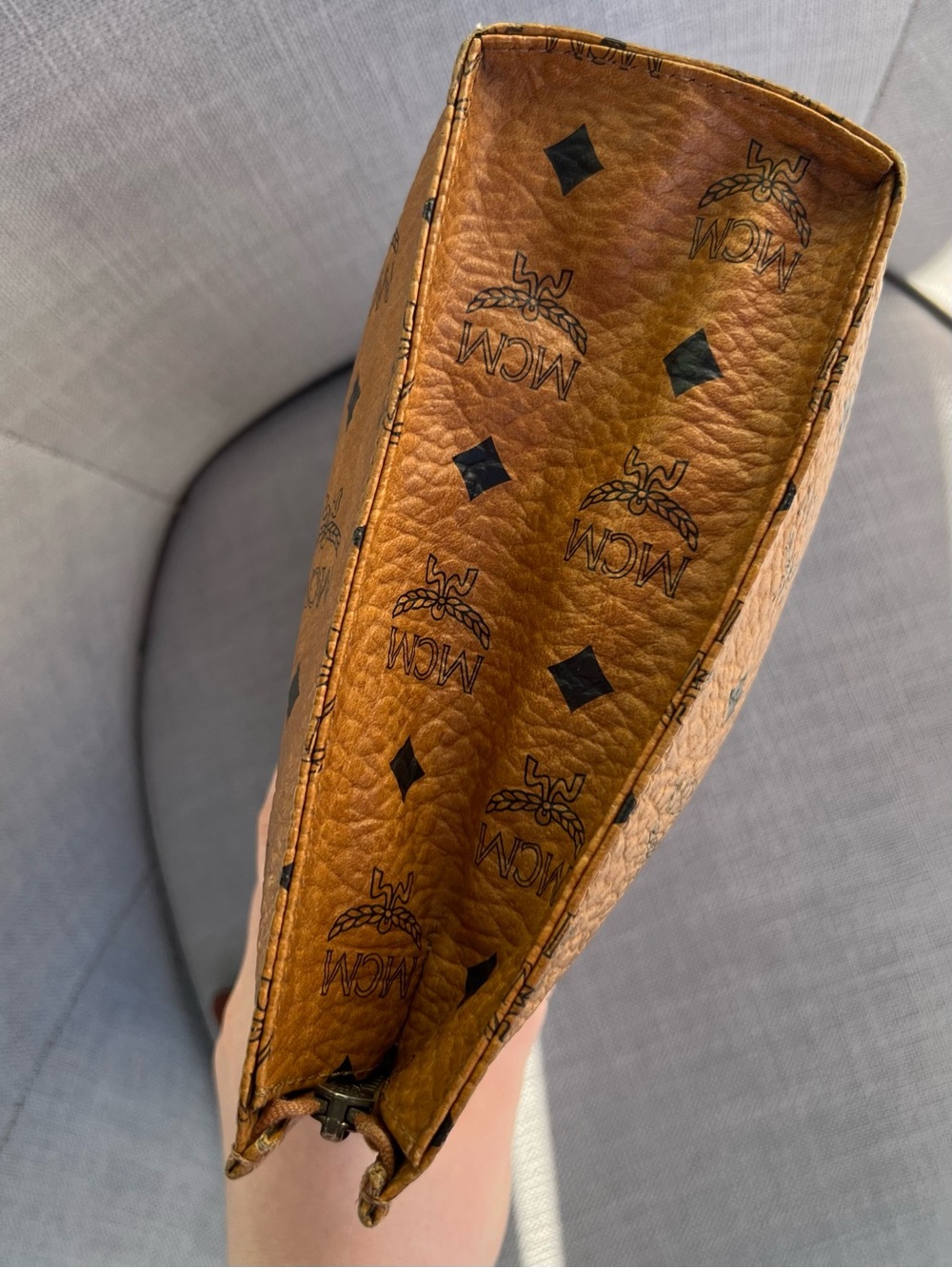 MCM Visetos Leather Vintage Clutch Hand Bag Purse Brown - Picture 6 of 16